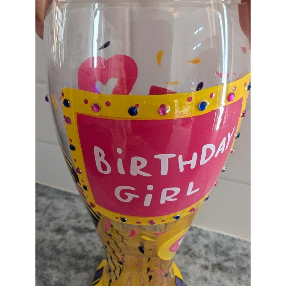 Lolita Birthday Girl 22 Oz Hand Painted Pilsner Beer Glass Rhinestones w Box
